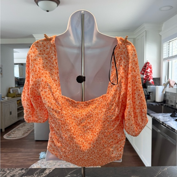 H&M NWT drawstring cinched cropped top L - Picture 2 of 10